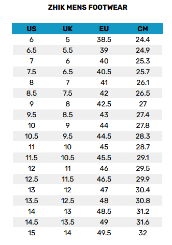 2025 Zhik Mens Footwear 0 Size Chart